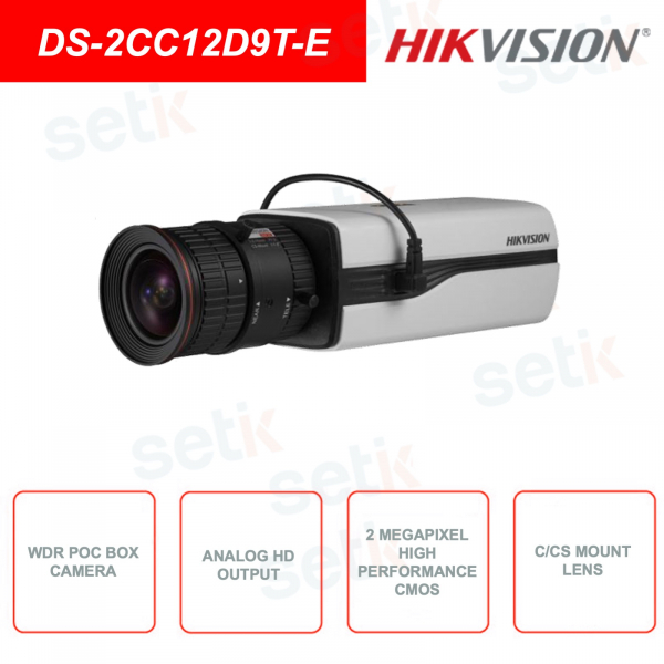 DS-2CC12D9T-E - HIKVISION Camera - PoC Box Camera - High performance 2MP CMOS - For indoors and outdoors