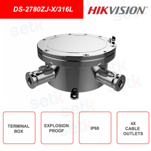 HIKVISION - DS-2780ZJ-X-316L - Caja de terminales - Antideflagrante - 4 orificios para cableado - IP68 - Acero inoxidable 316L