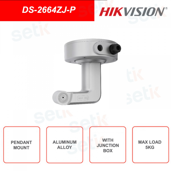 DS-2664ZJ-P - HIKVISION - Pendant bracket - Aluminum alloy - With junction box - Adjustable Tilt and Pan movement