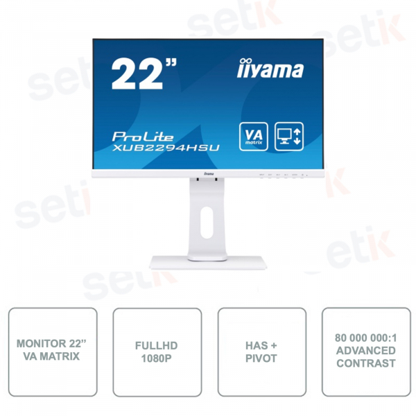 XUB2294HSU-W1 - IIYAMA - 22 Inch Monitor - FullHD 1080p - VA Matrix - HAS + Pivot - 16: 9 - White