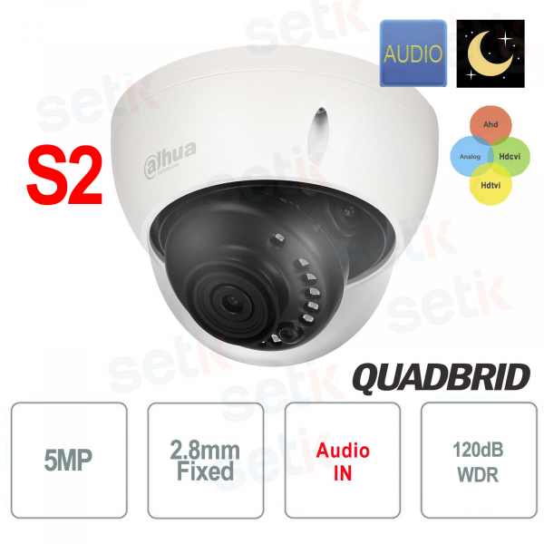 5MP 2.8mm 4 in 1 WDR Audio S2 Dahua outdoor camera