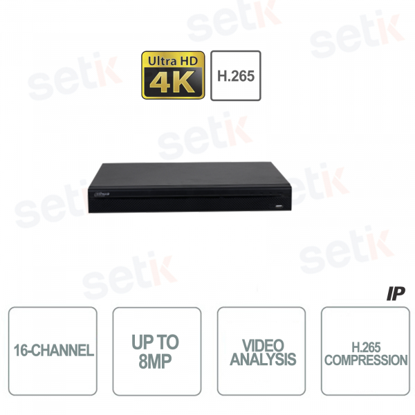 NVR IP 16 Canali H.265 4K 8MP  160Mbps Video Analisi - Dahua