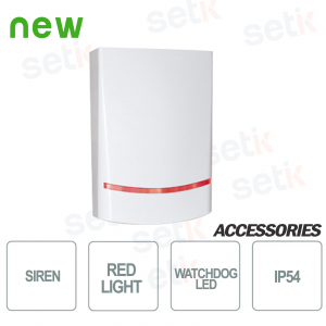 Sirena exterior AMC 100dB potencia sonora - Luz intermitente LED roja - Blade 02 AMC