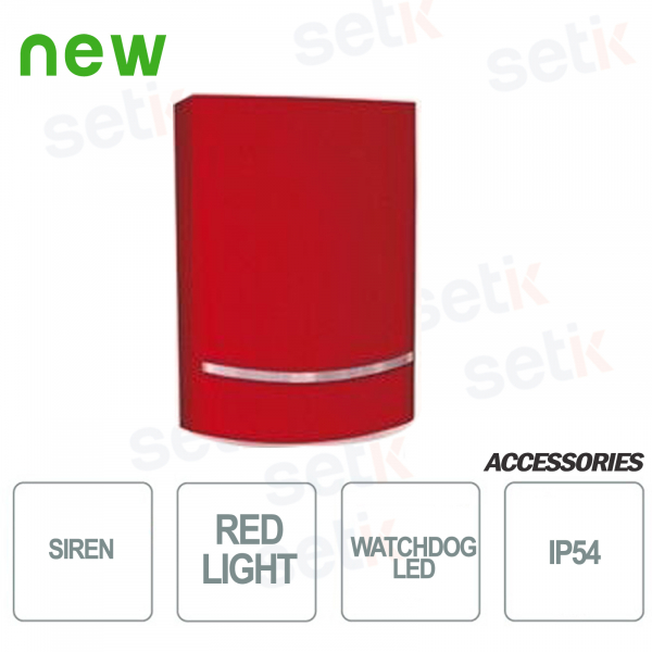 AMC outdoor siren 100dB sound power - RED body - Red LED flashing light - Blade 24V AMC