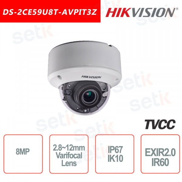 Cámara domo Hikvision ir60 8MP 4K ultra HD