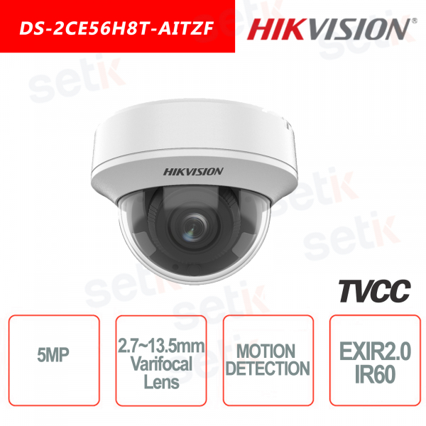 Détection de mouvement de la caméra dôme HIKVISION IR60 5MP