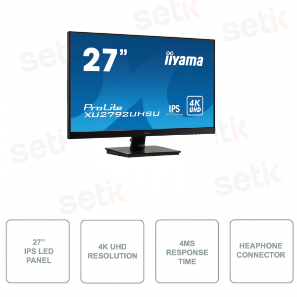 XU2792UHSU-B1 - IIYAMA Monitor - IPS LED Panel - 4K UHD UltraHD - 27 Inch - With Speakers