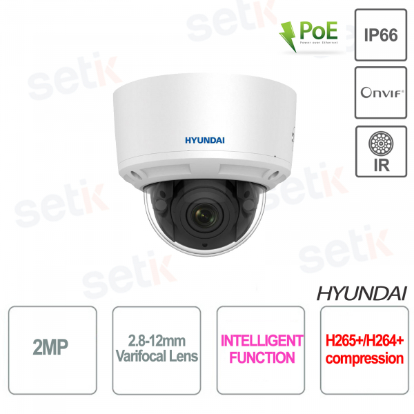 CAMERA DOME IP EXTERIEURE IP66 - IK10 - IR 30M - 2MP - OBJECTIF VARIFOCAL 2.8-12MM - CMOS 1 / 2.8