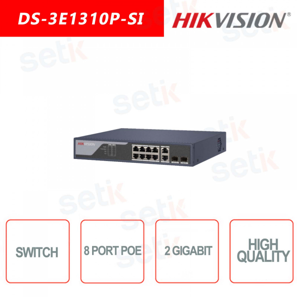 Conmutador Hikvision 8 puertos PoE + 2 Gigabit de gestión inteligente