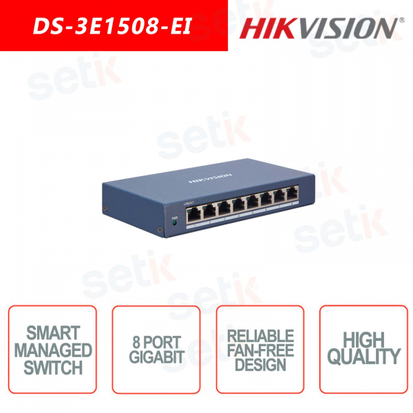 Conmutador inteligente Hikvision de 8 puertos Gigabit