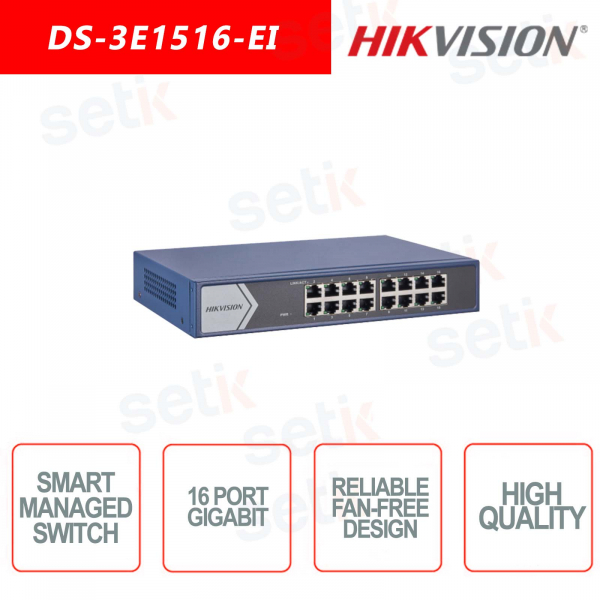 Conmutador inteligente Hikvision de 16 puertos Gigabit