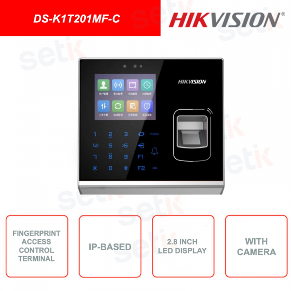 DS-K1T201MF-C - HIKVISION - MIfare card reader and fingerprint - With Camera - With 2.8 inch LCD display