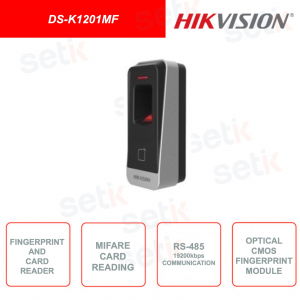 DS-K1201MF - HIKVISION - Module d'extension externe - Lecteur de carte Mifare et lecteur d'empreintes digitales - IP65