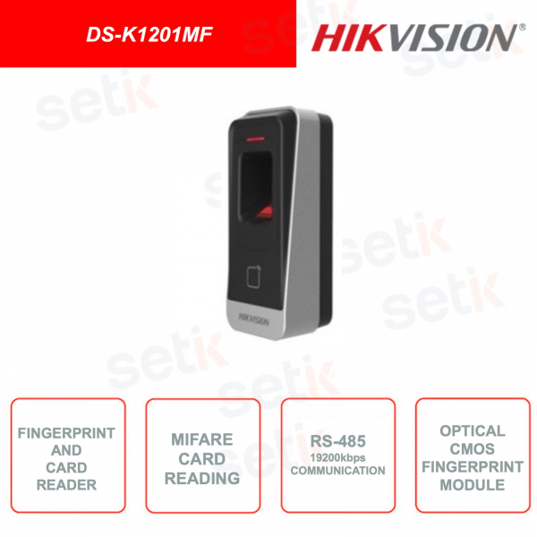 DS-K1201MF - HIKVISION - Módulo de expansión externo - Lector de tarjetas Mifare y lector de huellas - IP65