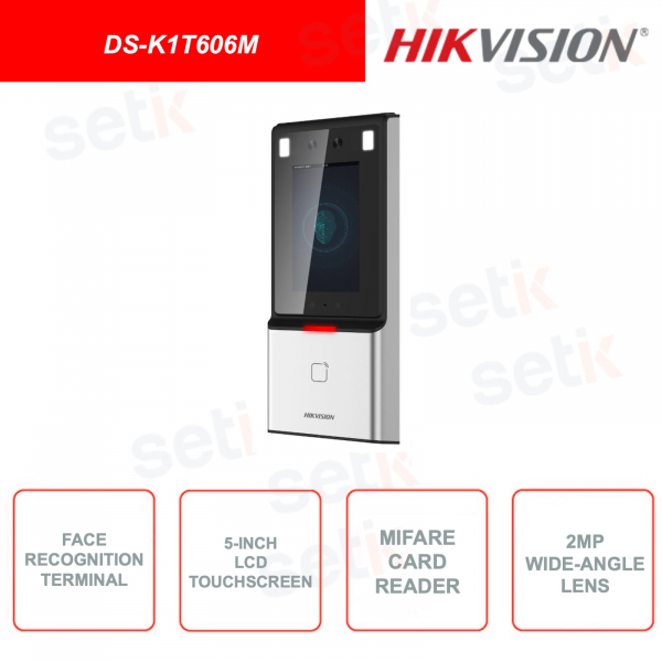 DS-K1T606M - Dispositif de détection de visage - Prend en charge les cartes Mifare - Écran tactile de 5 pouces