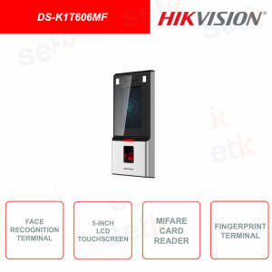 DS-K1T606MF - Dispositivo de detección de rostros - Lector de tarjetas Mifare y huella digital - Pantalla integrada