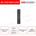 Conmutador inmanejable Hikvision 6 PoE + 2 Hi-PoE + 2 Gigabit SFP
