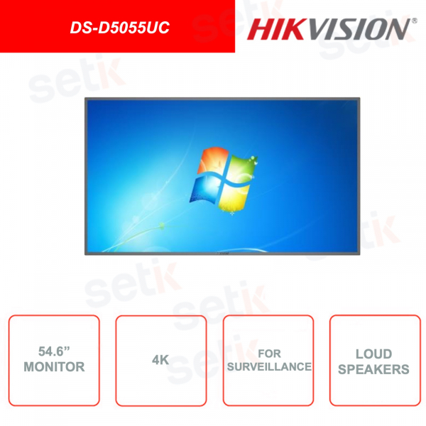 DS-D5055UC - HIKVISION - 55 pollici - 4k UltraHD - D-LED - Stereo Speakers - Per videosorveglianza
