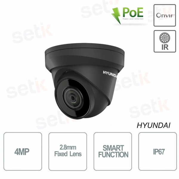 Lentille varifocale de dôme de couleur noire 4MP de caméra de Hyundai 2.8-12mm Onvif PoE IR IP