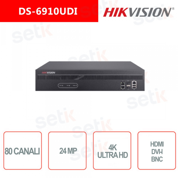 NVR Hikvision 80 Canali 24MP 4K ultra hd Audio Allarme