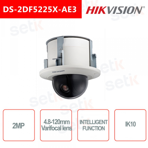 Caméra Hikvision Speed Dome PoE onvif 2MP 4.8-120mm IK10 indoor
