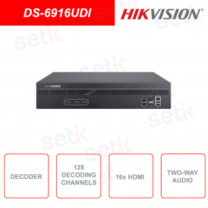 DS-6916UDI - HIKVISION - Decodificador 128 canales - hasta 4K - 8 canales a 24MP - Audio bidireccional