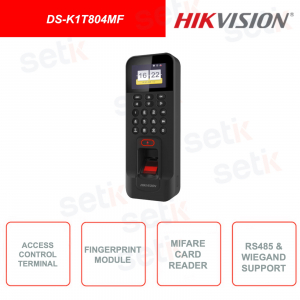 DS-K1T804MF - Hikvision - Terminal for access control with fingerprint - Mifare Card reader - Keypad - WiFi