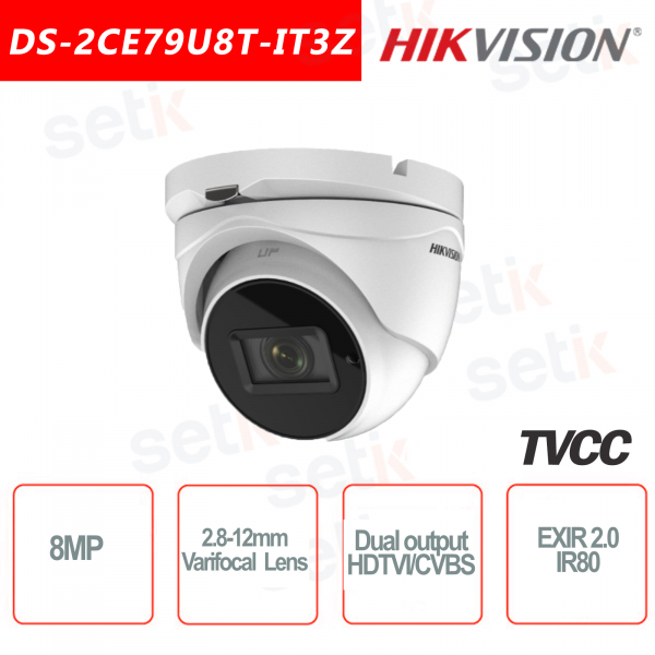 Telecamera Turret Hikvision 8MP 2.8-12mm ir80 4K
