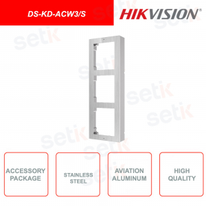 DS-KD-ACW3/S - Modulo Hikvision da parete - Da 3 moduli - Acciaio inossidabile e alluminio Aviation