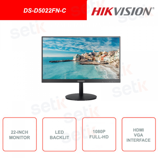 DS-D5022FN-C - 22 Inch Monitor - 1080p FUll HD LED - HDMI - VGA - Image Processing