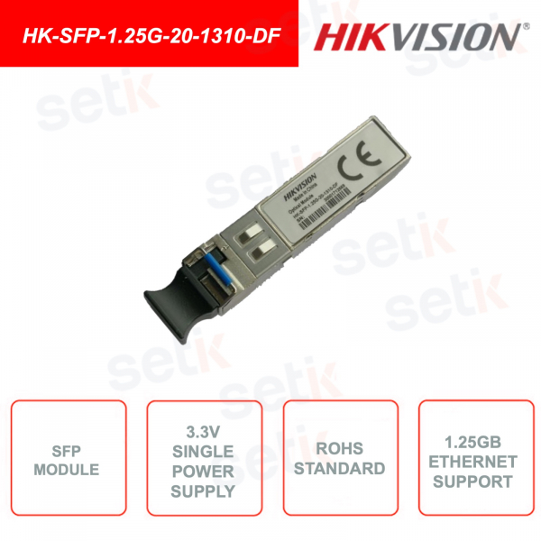 HK-SFP-1.25G-20-1310-DF - Hikvision - Módulo óptico SFP - 3.3V - Conector LC dúplex - ROHS