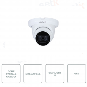 HAC-HDW1500TLMQ-S2 - Telecamera dome Eyeball - Smart IR 30m - Starlight - Ottica 2.8mm - 4in1