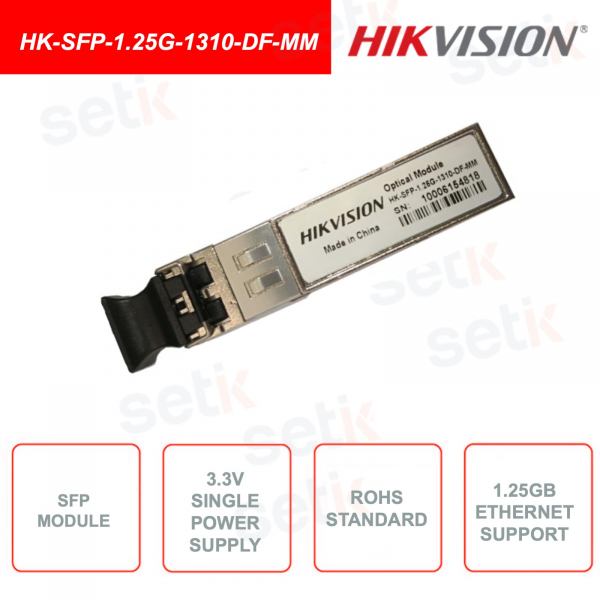 HK-SFP-1.25G-1310-DF-MM - Hikvision - Módulo óptico SFP - 3.3V - Conector LC dúplex - ROHS