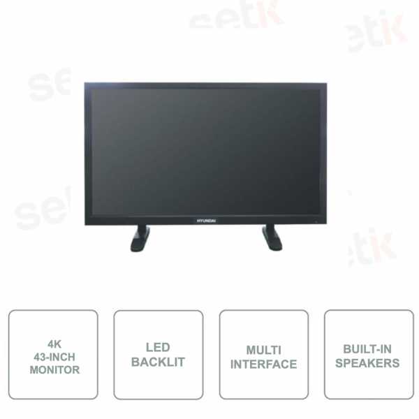 HYU-535 - 43 Inch 4K Monitor - 16: 9 - HDMI-VGA-DP-DVI - LED Backlit