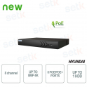 Nvr Hyundai 8 IP channels - 4k 8MP - 8 PoE/PoE+ ports