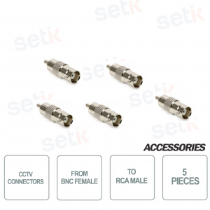 Connecteurs 5X BNC femelle vers RCA mâle pour vidéosurveillance audio/vidéo