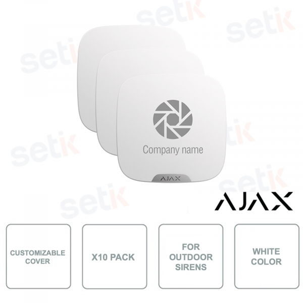 10XAJ-BRANDPLATES-W - Pack of 10x customizable lids for outdoor siren AJ-STREETSIRENCUSTOM-W