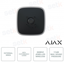 Ajax StreetSiren DoubleDeck Jeweller Black Wireless Outdoor and Indoor Siren with 113 dB Alarm and Anti-Sabotage Protection