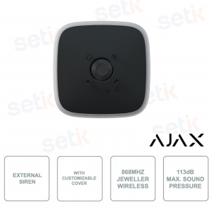 Ajax StreetSiren DoubleDeck Jeweller Black Wireless Outdoor and Indoor Siren with 113 dB Alarm and Anti-Sabotage Protection