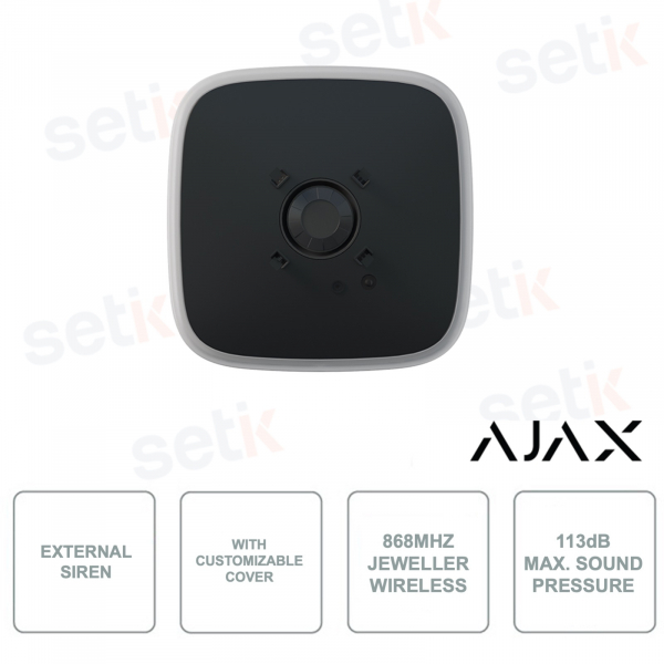 Ajax StreetSiren DoubleDeck Jeweller Nera Sirena Wireless da Esterno e Interno con Allarme 113 dB e Protezione Anti-Sabotaggio
