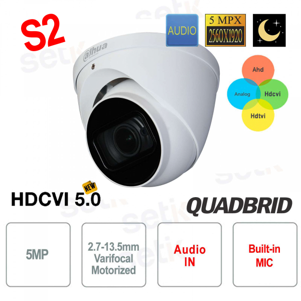 Caméra Version S2 Dahua 5MP Eyeball 4 en 1 Motorisé Starlight IR 60 Audio