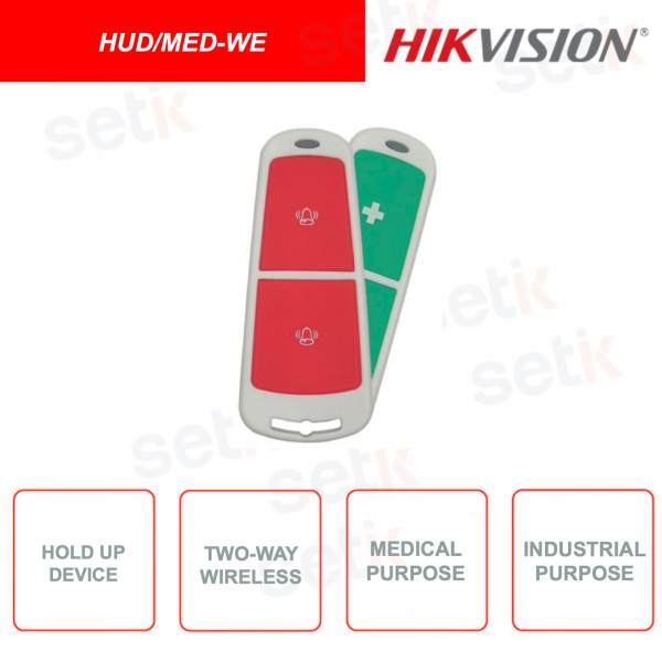 HUD/MED-WE Hikvision - Mando a distancia con botón de alarma - Inalámbrico - Bidireccional - Programable - Alcance hasta 300m