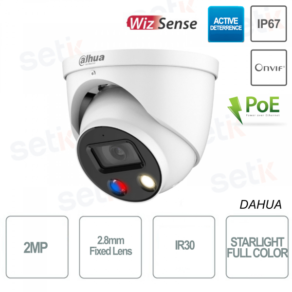 IP IR30 Dome-Kamera Onvif PoE 2MP Starlight 2,8 mm Aktive Abschreckung Dahua