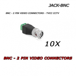 10x Connettori Video Maschio JACK - BNC per CCTV TVCC