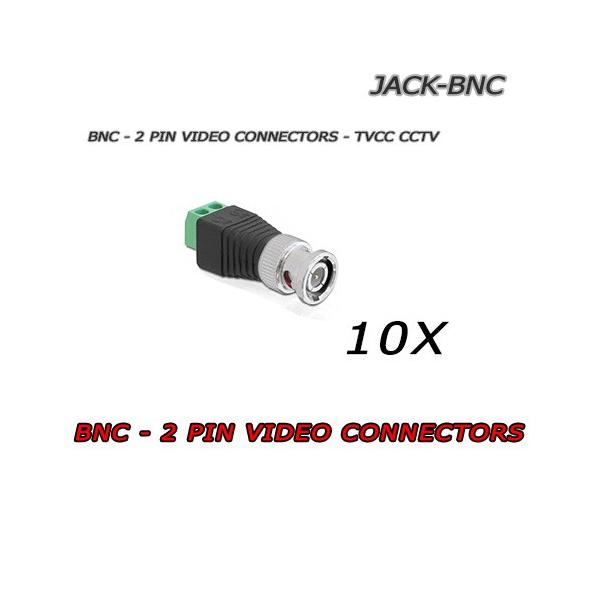 10x Connettori Video Maschio JACK - BNC per CCTV TVCC