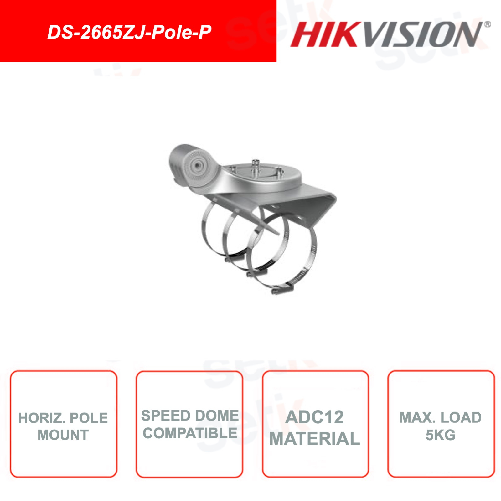 Ds Zj Pole P Hikvision Support Pour Montage Sur Poteau Horizontal Alliage D Aluminium