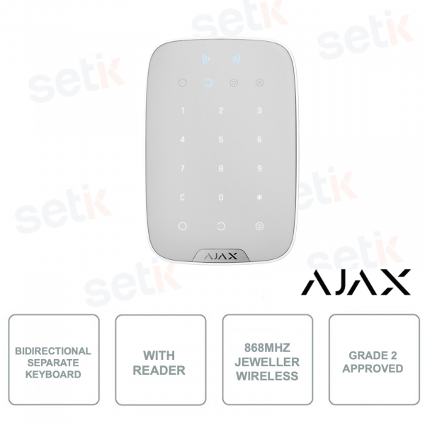 AJ-KEYPADPLUS-W - AJAX - Independent bidirectional keyboard with integrated Contactless reader for cards and tags
