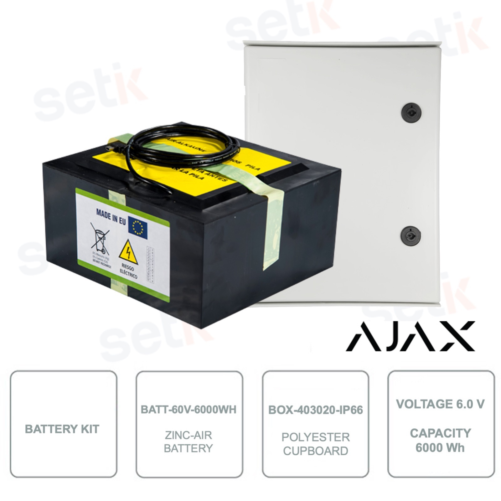 38172.58.WH1 - Kit de alarma inalámbrico Ajax GPRS / LAN / 2SIM 2G