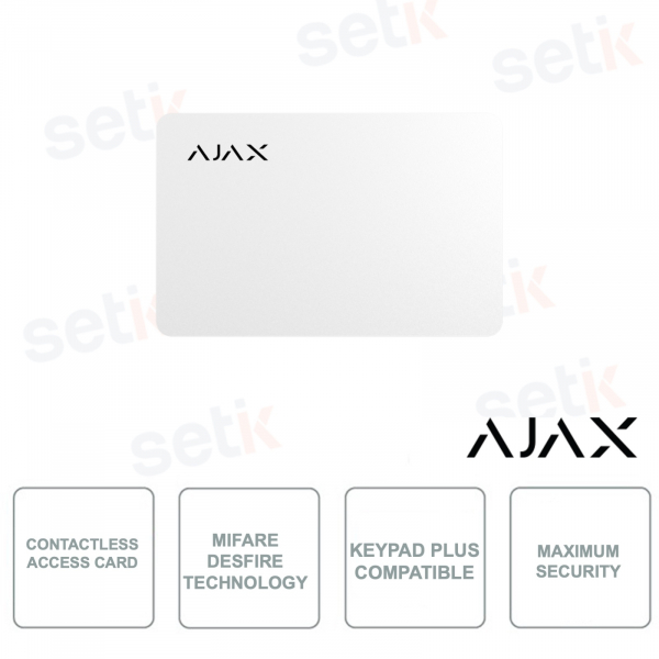 38224.89.WH 3X - AJAX - Scheda di accesso contactless con Tecnologia MIFARE DESFire - Bianca - Pack da 3 pezzi