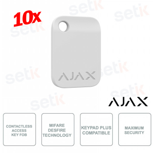 38230.90.WH 10X - Ajax - Confezione da 10 Pezzi - Portachiavi di accesso contactless - Tecnologia MIFARE DESFire